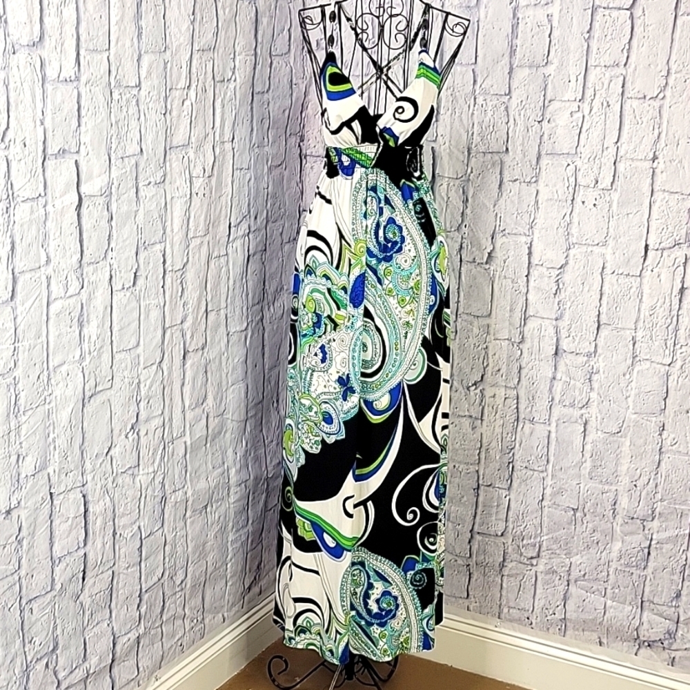 B. DARLIN Multicolored Paisley/Floral Maxi Dress 5/6